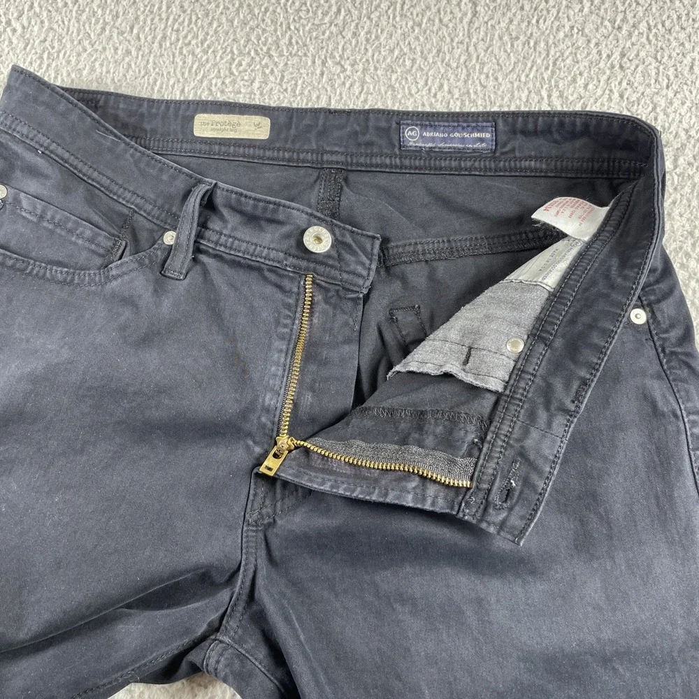 AG Adriano Goldschmie Jean Pant Mens 33x34 Black the Protege Straight Leg Stretc